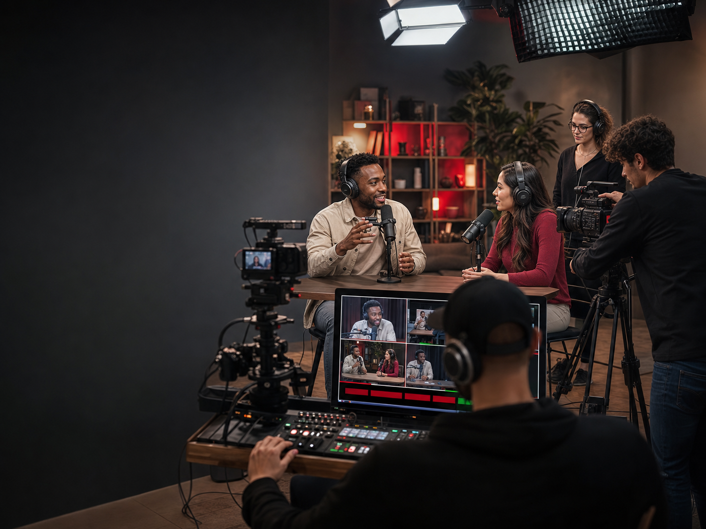 Creators producing a live broadcast